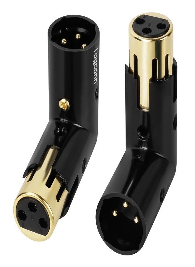 Togconn Adjustable 3-PIN Right Angle XLR Adapter 2 Pack, 90 Degree XLR Male/Female Gold Plated Heavy Duty Metal Connector, L Shape Extender - Image 1
